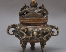 Bronce de fengshui chino dragón juego perla estatua de pie estatua incensario 2024 - compra barato