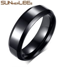 Titanium Stainless Steel Rings 6mm Black Silver Color Gold Plated High Polished Simple Men Women Wedding Ring Jewelry R-143 2024 - buy cheap