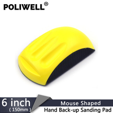 POLIWELL 6 inch 150mm Mouse Shaped Sanding Disc Holder Sandpaper Backing Polishing Pad Hand Sanding Block for Wood Car Polishing 2024 - buy cheap
