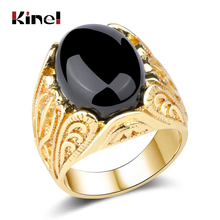 Kinel-anillo grande de oro de Dubái para hombre, accesorios de boda, Punk negro, joyería Vintage, venta al por mayor, novedad de 2018 2024 - compra barato