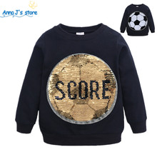 Shirts for Kids Football Sequins pattern Pullover Girls Autumn Tee Kids Sequins Sweatshirts Long Sleeve Children T-Shirts ZX379 2024 - buy cheap