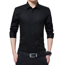 Blusa masculina social, blusa social de manga comprida, camisa de cor sólida com gola virada plus size para trabalho, roupas de marca 2024 - compre barato