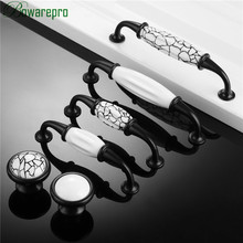 bowarepro Ceramic Door Handles Country Style Ceramic Drawer Pulls Knob Kitchen Cabinet Handles and Knobs Furniture Black White 2024 - buy cheap