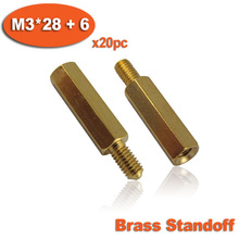 20pcs Male To Female Thread M3 x 28mm + 6mm Brass Hexagon Hex Standoff Spacer Pillars 2024 - buy cheap