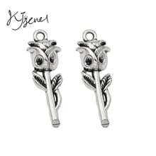 10pcs Antique Silver Plated Rose Flower Charm Pendant fit Bracelet Necklace Jewelry DIY Making Accessories 26x9mm 2024 - buy cheap