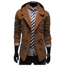 Мужской Тренч, новый модный дизайн, Мужская ветровка, пальто, Осень-зима, двубортный, ветрозащитный, тонкий Тренч, пальто для мужчин размера плюс 2024 - купить недорого