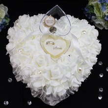 New Style Wedding  jewelry Bridal Ring Pillow Pearls Wedding Party Car Decorations Silk Rose Flowers Free Shipping 2024 - buy cheap