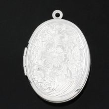 DoreenBeads-Colgante con marco para foto, medallón de color plata ovalado, patrón tallado, 23x16mm, 3,3x2,4 cm,5 uds. 2024 - compra barato