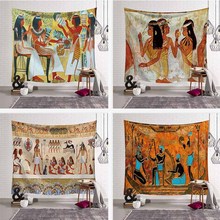 Tapeçaria de egípcio antigo, tecido amarelo egípcio, para parede, decoração de casa, estilo vintage 2024 - compre barato