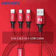 NOHON 3 IN 1 USB Cable 2 IN 1 Type C 8Pin Micro USB Charger Cable For iPhone 8 7 6 6S Plus iOS 10 9 8 USB-C Android Phone Cables 2024 - buy cheap