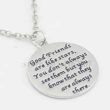 2016 hand stamped Jewelry"Good Friends Are Like Stars"Disc and Star Friendship Pendant Necklace good friend Jewelry 2024 - buy cheap