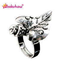 Vintage Silver Color Lovely Rose Flower Leaf Ring for Women Fashion Rings for Her Gift Adjustable Size Collier Femme RN-555 2024 - купить недорого