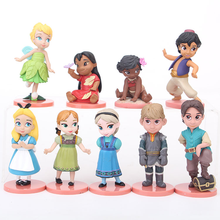 Conjunto de 9 figuras de acción de Disney, princesas de Frozen, Elsa, Anna, Moana, Campanilla, regalos de cumpleaños, modelo de PVC, princesa Alice 2024 - compra barato
