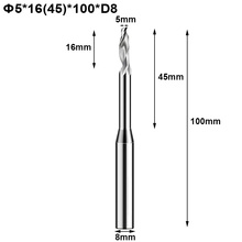 3 шт. HSS Одна Флейта концевая фреза 5x16x100xD8 HSS с одной канавкой алюминий медь Резка CNC токарный станок фрезерный станок фреза инструмент 2024 - купить недорого