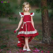 Vestido de princesa de encaje para bebés y niñas, vestido Formal de verano sin mangas, con volantes, para fiesta, dama de honor y desfile 2024 - compra barato