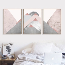Abstract Mountains  Poster Prints Scandinavian Modern Contemporary Canvas Painting Blush Pink Grey Pictures Wall  Art Decor 2024 - buy cheap