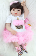 Realistic 55cm Full Silicone Bebe Reborn Baby Girl Lovely 22" Vinyl Newborn Baby Toddler Doll Princess Waterproof Body Bathe Toy 2024 - buy cheap