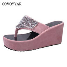 COVOYYAR-Zapatillas con cuña para mujer, zapatos de plataforma para mujer, chanclas de cristal para playa, zapatos de tacón de 9cm, WSS19 2024 - compra barato