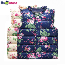 Children Girls Warm Waistcoat Floral Print Baby Girl Vest Autumn Winter Clothing for Child Kids Outwear Coats Toddlers Jackets 2024 - buy cheap