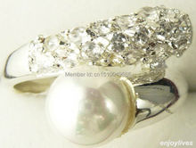 FREE SHIPPING >>>White Shell Pearl Cluster Crystal White  Ring Size: 6.7.8.9 2024 - buy cheap