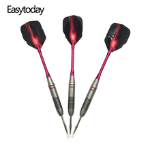 Easytoday-Juego de dardos de punta de acero, profesional, tipo duro, barril de acero inoxidable, aluminio rojo, 3 unidades 2024 - compra barato
