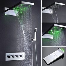 hot Bathroom Shower Set Modern LED Showerhead Panel Rain Waterfall Shower Faucets Wall Mounted shower 2024 - buy cheap