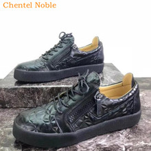 2019 Chentel Noble Leather Men Casual Shoes Party Shoes Men High Quality Flats Lace-Up Sneakers Big Size Unisex Black Color 2024 - buy cheap