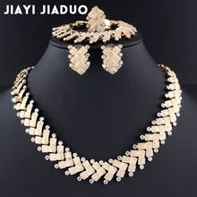 Jiayijiaduo African Jewelry Sets for Women's Wedding Necklace Earrings Bracelet Ring Set Gold Color Crystal Classic Necklace Set 2024 - buy cheap