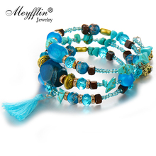 Meyfflin Bohemia Multilayer Beads Bracelets For Women Fashion Tassel Resin Stone Charm Bracelet & Bangle Ethnic Jewlery pulseras 2024 - buy cheap