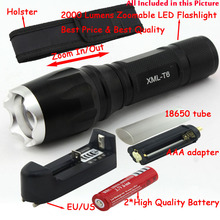 Linterna con 7 modos de Zoom XM-L T6 LED 2000 AAA, 18650 LM, lámpara de luz, batería recargable, cargador y funda 2024 - compra barato