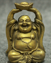 Estatua de Buda de budismo chino, estatua de latón de la riqueza YuanBao sentado, risa feliz de Maitreya, 18 2024 - compra barato