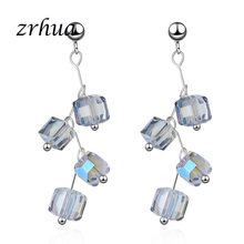 ZRHUA Dangle Earrings 925 Sterling Silver Crystal Rainbow Luxury Earrings For Women Fashion Jewelry Female Brinco Candy Color 2024 - buy cheap