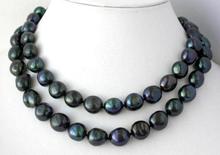 Jewelry Pearl Necklace NEW 32" 8-9mm nature baroque black freshwater pearl necklace  Free Shipping 2024 - buy cheap