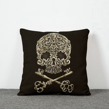 Skulls Cushion Cover  For Halloween Gifts Flax Pillow Case Office Waist On Personality without the core 2024 - buy cheap