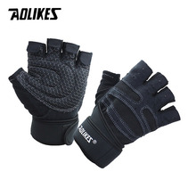 AOLIKES 1 Pair Half Finger Weightlifting Gym Gloves Wrist Support Wrap Straps Friction Resistance Cycling Gloves Sports Fitness 2024 - buy cheap