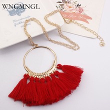 WNGMNGL Brand 2018 New Arrival Fashion Maxi Statement  Charm 15 colors Boho Long Tassel Necklace For Women Gift Free shipping 2024 - buy cheap