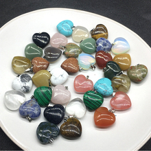100pcs/lot Natural Stone Beads Pendants For Necklace Making Heart Shape Crystal Stone Pendant DIY Jewelry Bead Mix Color 2024 - buy cheap