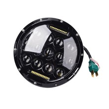 Farol h4 de led para motocicleta, 7 polegadas, 75w, preto, projetor, lâmpada 2024 - compre barato