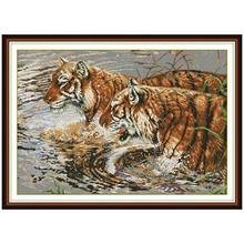 Tigers Concomitance  Patterns Counted Cross Stitch  Sets Chinese Cross-stitch Kits Embroidery Needlework 2024 - buy cheap