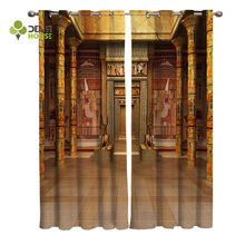 Cortinas de Egipto antiguo palacio de oro, cortina de ventana para sala de estar, dormitorio, Panel de decoración del hogar, tratamiento de ventana 2024 - compra barato
