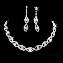 Conjunto de joyería de boda para mujer, collar trenzado de diamantes de imitación, Pendientes colgantes, diseño de lujo, conjuntos de joyería nupcial de acero inoxidable 2024 - compra barato