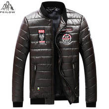 PEILOW new winter jacket men plus size M~7XL 8XL embroidered pu leather jacket male College parka coat male jackets 2024 - buy cheap