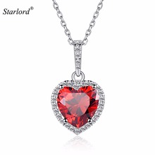 Heart Birthstone Necklace 925 Sterling Silver Garnet Cubic Zirconia Solitaire 12monthes Birthday Love Gift For Her P13164 2024 - buy cheap