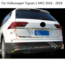 Guarnição para moldura da porta traseira de carro, guarnição da placa da lâmpada do quadro traseiro para volkswagen vw tiguan l tiguanl mk2 2016 2017 2018 2019 2020 2024 - compre barato