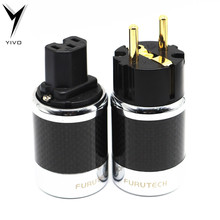 YIVO Audio Hi-end HIFI Carbon Fiber Gold Plated Pure Copper AC Power Electrical Male female connector 2 pins schuko IEC EU Plug 2024 - buy cheap