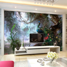 Beibehang пользовательские обои 3D фото фрески красивый павлин масляная живопись ТВ Фон Стена гостиная спальня обои роспись 2024 - купить недорого