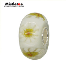 Mistletoe Jewelry 925 Sterling Silver 3D Flowers Daisy Murano Glass Charm Bead Fit European Bracelet 2024 - buy cheap