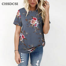 CHSDCSI Floral Print Blouse Summer Women Short Sleeve White Top Blouses Loose Beach Shirt Big Size Shirts S-XXXL Casual Shirts 2024 - buy cheap
