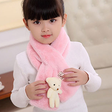 Winter Imitation Rabbit Hair Pure Color Children'S Scarf Baby Boys Girls Plush Little Bear Neck Warm Scarves Geluiddemper 2024 - buy cheap