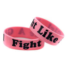 OBH 1PC Fight Like A Girl Silicone Wristband Pink and Black for Battling Cancer 2024 - buy cheap